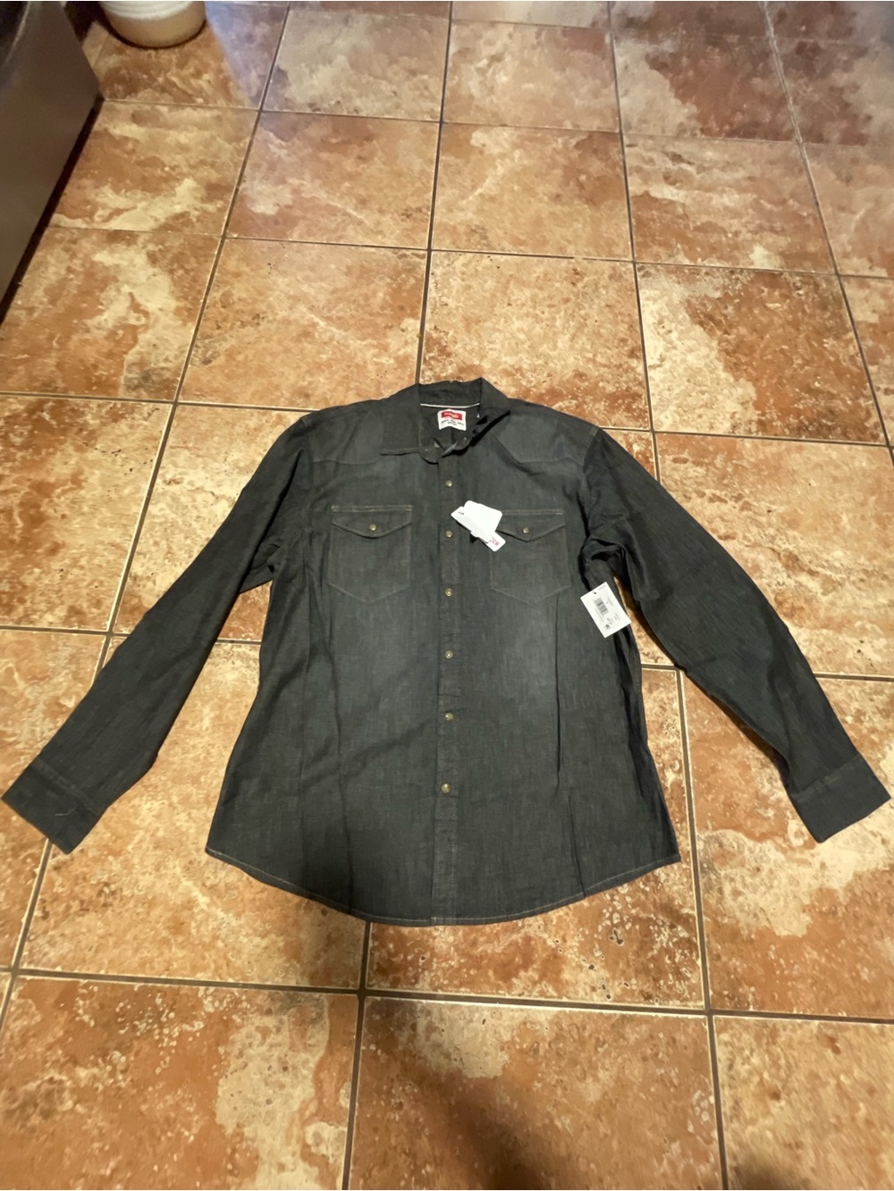 Wrangler black denim button up shirt Size L